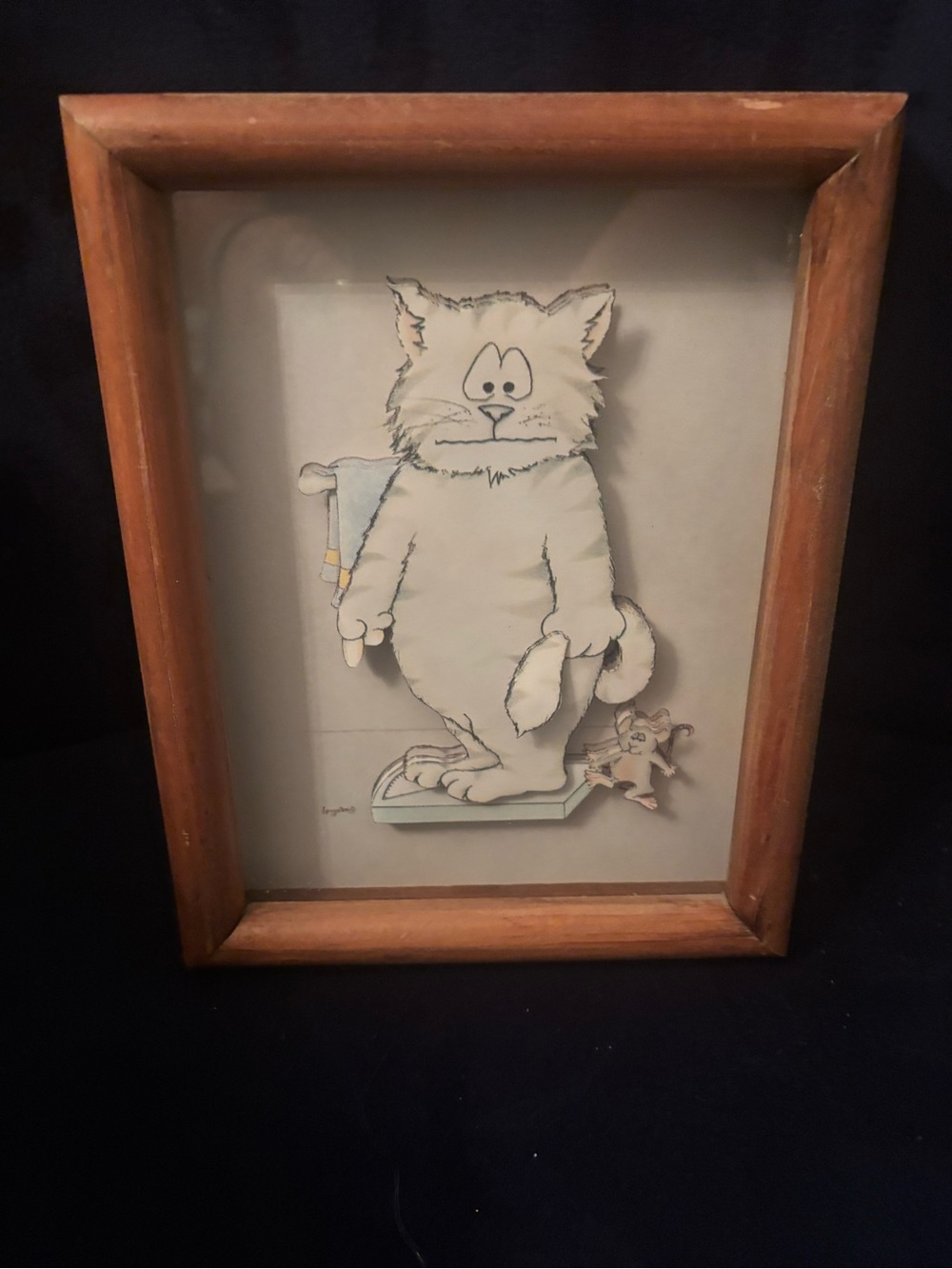 Whimsical Cream Cat Illustration Framed Wall Art